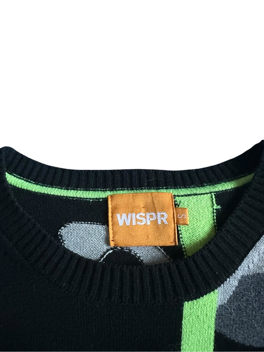 WISPR by Brodie Cashmere Black, Gray & Neon Green Leopard-Print Crewneck Sweater - Picture 7 of 7